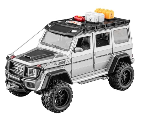 Image of Invite Enterprise Toys&Gift Mrcedes-Benz Brabus G550-4X4 Modified 1:24 Diecast Scale Model Metal Pull Back Toy Car For Kids With Openable Doors&Light,Music Toy Vehicle (Mrcedes Benz G550-Grey)