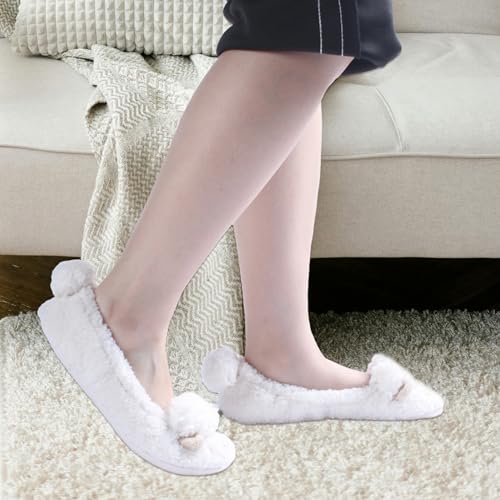 Women's Fuzzy Cute Animal Slippers Fashion Ballerina Non-Slip Flat Indoor House Slippers2
