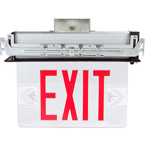 Image of Morris Products LED Exit Sign - Recessed Mount Edge - Red on Clear Panel, Black Housing - Compact, Low-Profile Design - Double Sided Legend - Energy Efficient, High Output - 1 Count