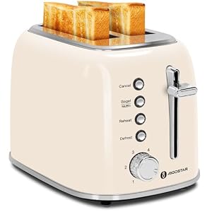 Aigostar Retro Toaster 2 Slice - Wide Slots & High Lift, Stainless Steel