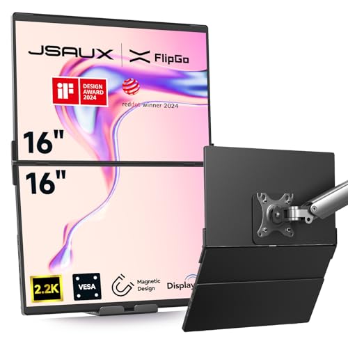 Image of JSAUX FlipGo Pro 16 inch Dual Portable Monitors Snap VESA Adapter