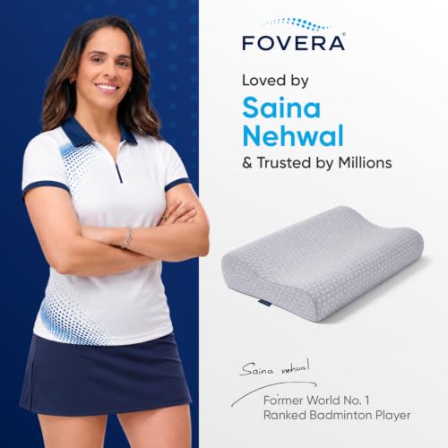 Image of FOVERA Cervical Pillow for Neck Pain | for Spondylitis Neck & Shoulder Pain, Orthopedic Memory Foam Pillow for Sleeping (King Size - 24 x 15 x 4.5 Inch, Grey, Pack of 1)