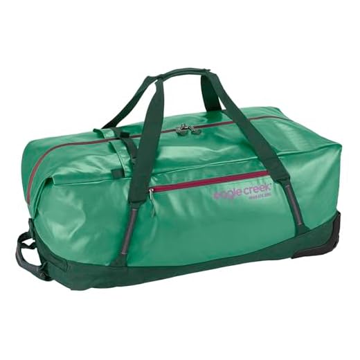 Eagle Creek Migrate 130L Rolling Duffle Bag with Wheels, Tuck-Away Backpack Straps, Wide-Mouth Main Compartment, Quick-Access Front Pocket & Bathtub Bottom, Willow Green