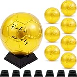 Virtue morals Gold Autograph Soccer Ball Set, 3/6/8 Pack with Display Stand and Air Pump for Trophies, Awards, Championship Party, Size 3 (8)
