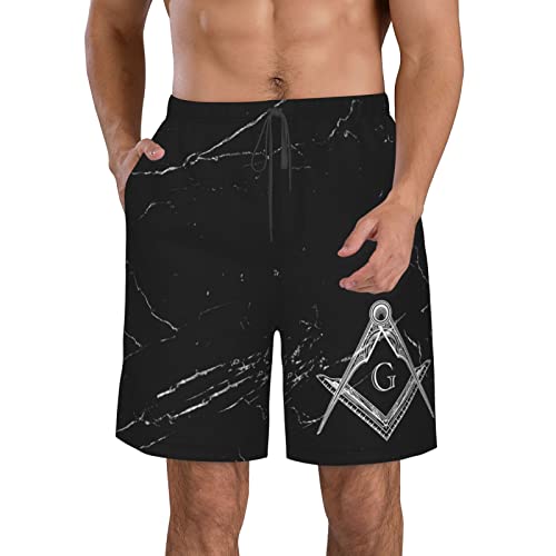 Freemason Symbol Square Compass G Lodge Masonic Mens Swim Trunks Quick Dry Swim Shorts Summer Beach Shorts Swimsuit