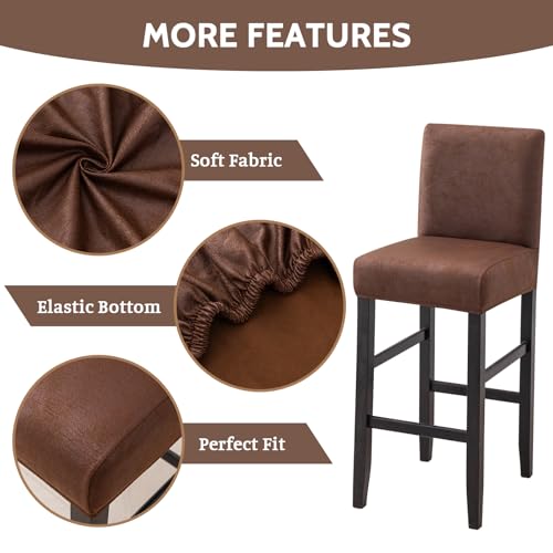 Image of FUANGUI Bar Stool Covers Set of 2, Stretch Bar Stool Seat Covers | Washable Removable Bar Chair Covers with Backs Slipcovers, Bar Chair Covers Square for Kitchen Dining Room Cafe