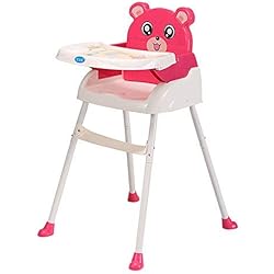 Trona De Plastico WUPYI2018 Trona plegable para bebé, con bandeja, altura regulable (rojo)