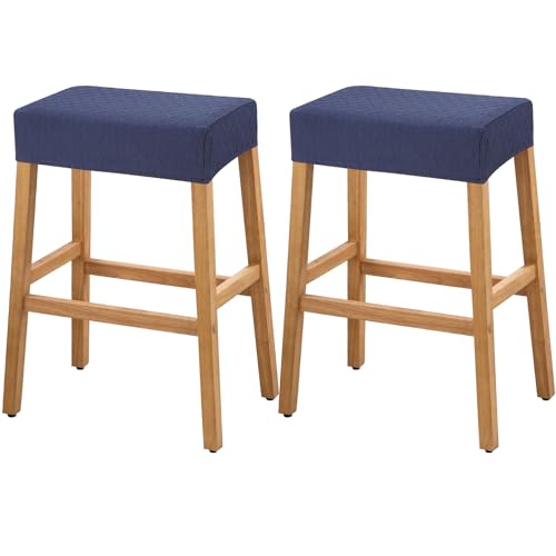 Image of YISUN Stool Covers Rectangle - 2 Pack Stretch Waterproof Saddle Seat Cover Counter Bar Stools Bar Chairs Covers Kitchen Island Chairs Cushion Protector