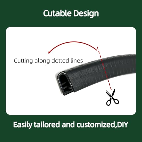 Image of Rubber Edge Trim, U Shape Edge Banding, U Channel Rubber Edge Protector for Sheet Metal, Fits Edges from 1 /8 inch to 1 /5 inch, Length 6.5Ft
