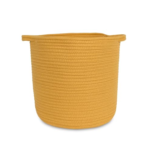 Image of Natemia Rope Storage Basket - Nursery Bin and Toy Organizer (12”x12”), Laundry Basket, Basket for Towels, Pillows and Blankets, Perfect Baby Registry Gift
