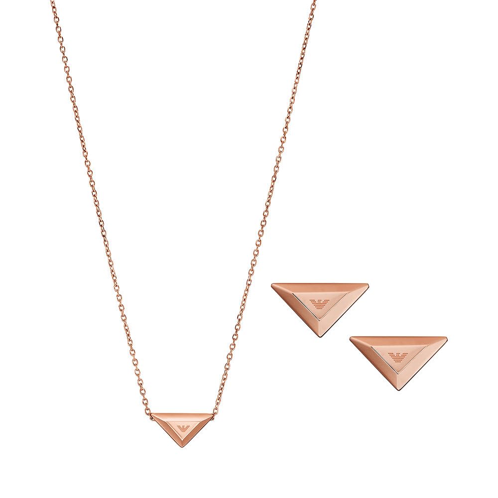 Emporio Armani Damen Rose Gold-Ton Stahl Anhänger Halskette und Ohrringe Set, EGS3121SET