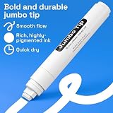 Artistro 5 białych markerów Jumbo akrylowe z końcówką 15 mm Jumbo Felt Tip do etykietowania ścian plakaty artystyczne czasopisma i kaligrafia - Duże znaczniki do drewna rockowego z tworzywa sztucznego