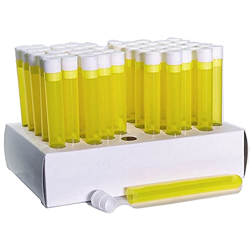 16X125Mm Plastic Test Tube Set With Caps And Rack, Yellow Tubes, White Caps, And Cardboard Rack, Karter Scientific (Pack Of 50) #TOP19