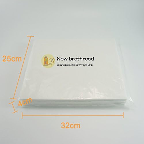 New brothread Cut Away Machine Embroidery Stabilizer Backing 10"x12" (25cmx30cm) - 100 Precut Sheets - Medium Weight 70gm (2.5oz) - Fits Max Embroidery Area 20cmx25.5cm