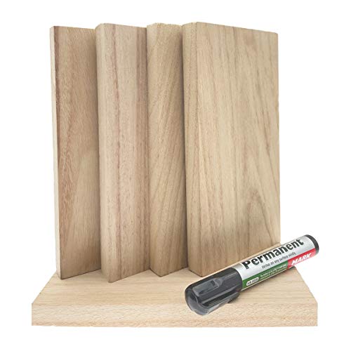 IMMTTYY 5Pcs Unfinished Balsa Wood Blocks, Unfinished Wood Block Sign Craft Wood Blocks Wood Rectangles for DIY Crafts Painting Wood Burning, 4 x 8 x 0.6 Inches (Black Mark Pen as Gift)