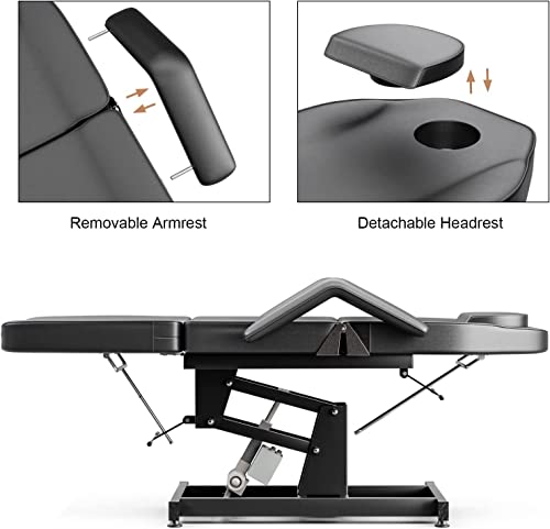 Icoget Electric Tattoo Bed Chair Height Adjustable Massage Salon Table - Folding Facial Bed For Beauty Microblading, Wax, Spa - Lash Chair For Lash Extensions - Esthetician Bed, Black #TOP7