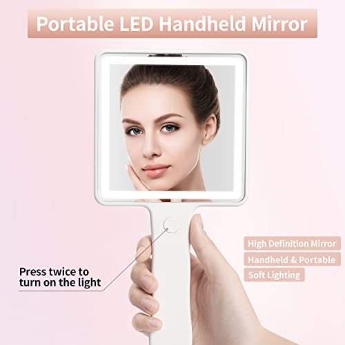 Corroy Travel Hand Held Mirror - Handheld Mirror With Handle For Makeup, Rechargeable Usb Charging Hand Mirror,Square… #TOP1