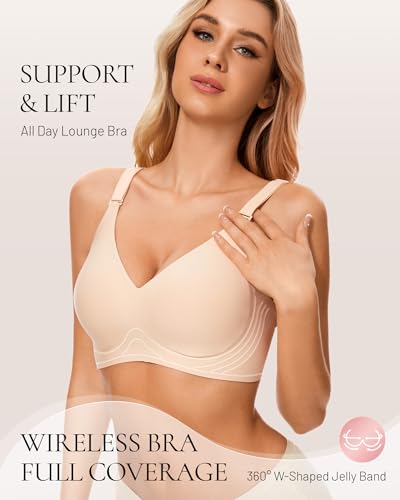 Image of Deep V Petal Bras for Women No Underwire Soft Wireless Bras Comfort Seamless Bralettes with Extender