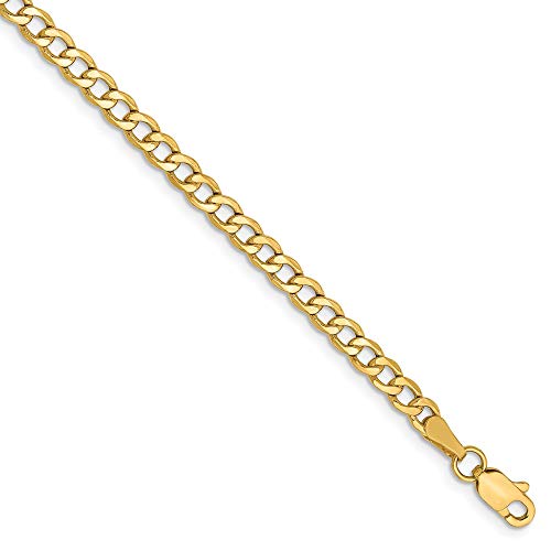 14k Yellow Gold 3.35mm Curb Link Bracelet Chain 9 Inch Anklet Fine Mothers