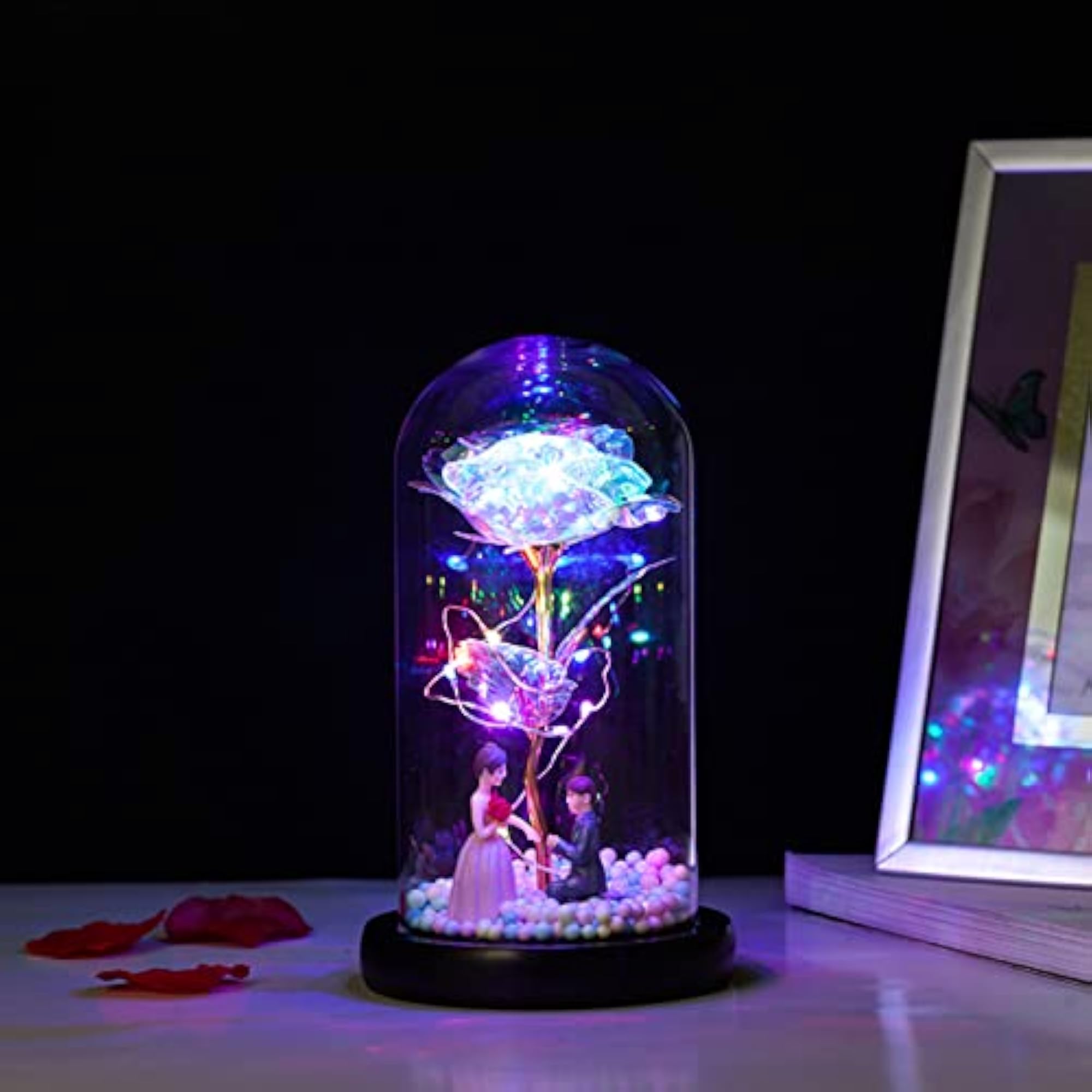 Glass Rose Flower LED Light, Forever Rose Gift