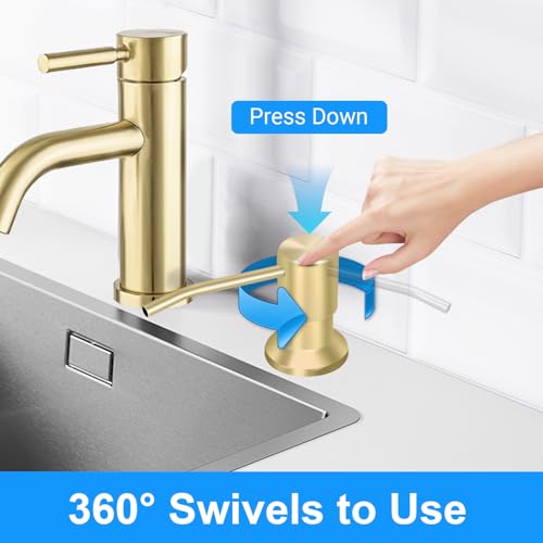 Image of Soap Dispenser Kitchen Sink, Sink Soap Dispenser, 47 inch Extension Tube kit, Dish Soap Dispenser Pump, No Need More Refills (Gold)