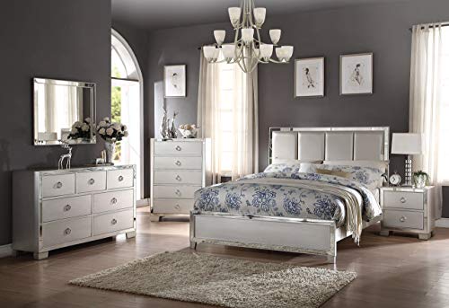 Acme Voeville Ii Queen Bed (Padded Hb) - - Platinum Pu & Platinum #TOP2