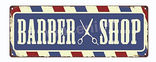 Barber Shop Sign 16"X6" Hair Cut Salon Signs Decor Rustic Decor Vintage Plaque Pole Shave Haircut Tin Sign Wall Art Retro Man Cave Decor #TOP9