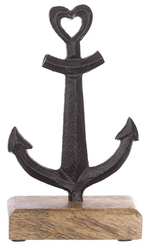 Brandsseller Deko-Aufsteller Anker Schwarz ca. 11x18x5 cm auf Mangoholz-Sockel/Aluminium