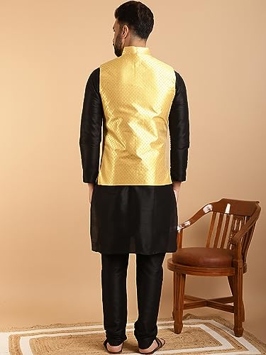 Image of SOJANYA (Since 1958 Men's Silk Blend Kurta Pyjama & Self Design Nehru Jacket Combo