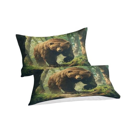 Parure de lit ours marron ultra douce en microfibre pour lit double