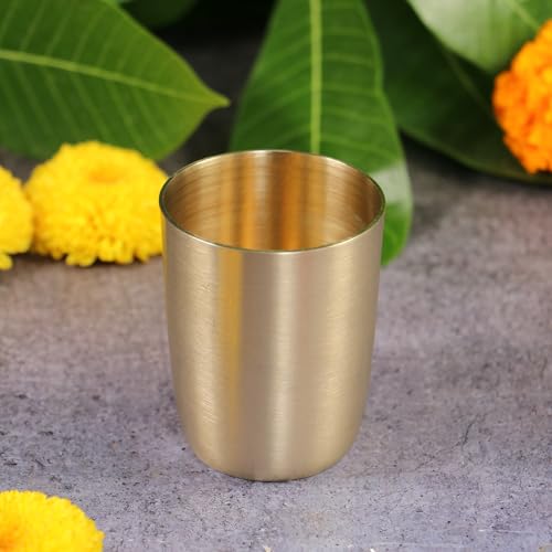 Image of Ambi Home Pure Kansa Small Traditional Ayurvedic Juice Glass | Kids 160ml | Kansa Glass Drinkware, Serveware for Lassi, Milk, and Water