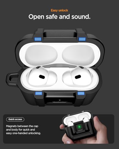 Image of Spigen for AirPods Pro 3 Case, Carabiner Included, Shock-Proof, Lost-Prevent Cover, (Lock Fit) - Matte Black