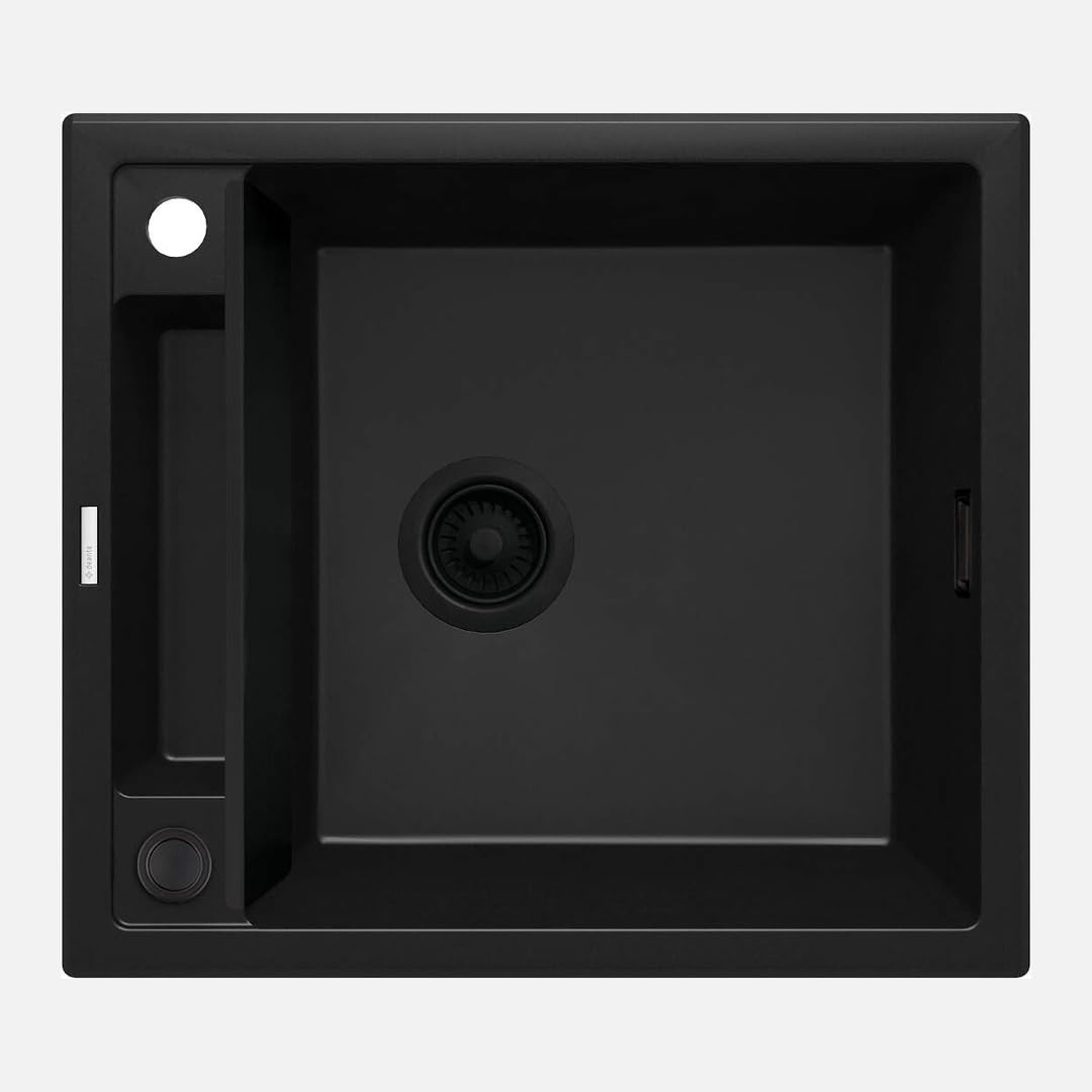 Évier de cuisine en granit noir anti-tache Vora 56x50 cm à cuve unique