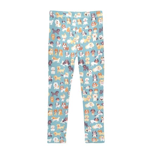 KLL Cute Dogs Little Girls Leggings Casual High Waisted Dance Pants Gym2