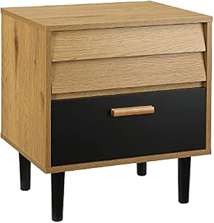 HOMCOM Bedside Table Cabinet Storage Chest with 2 Drawers Nordic Style for Bedroom Living Room Black