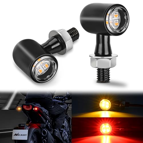 Image of Nilight Motorcycle Rear LED Turn Signals Brake Tail Light Red Yellow Beam Mini Size Blinkers Compatible with Harley Honda Kawasaki Suzuki Triumph Yamaha Cruiser