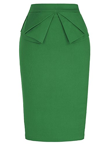 GRACE KARIN Women's Stretchy Office Pencil Skirt Bodycon Midi Skirt Green M