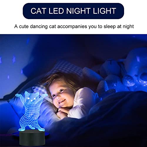 Athand Dance Cat Cute Night Light Lamp,16 Colors Changing Kitty Table Lamps With Smart Touch & Usb Cable-Home Party Decorations - Cute Birthday Valentines Day Gifts For Kids Teens Girl Women #TOP2