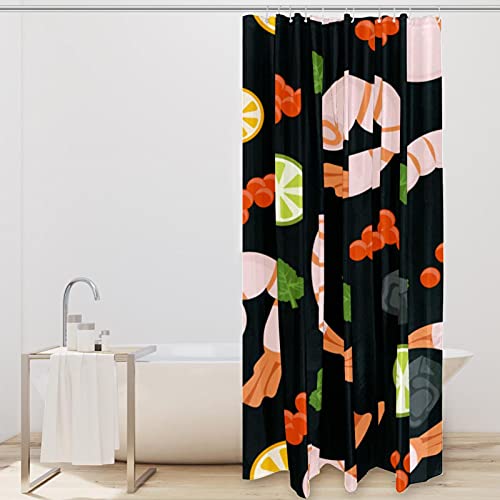 Rideau de douche imperméable à motif crevettes coloré - 3