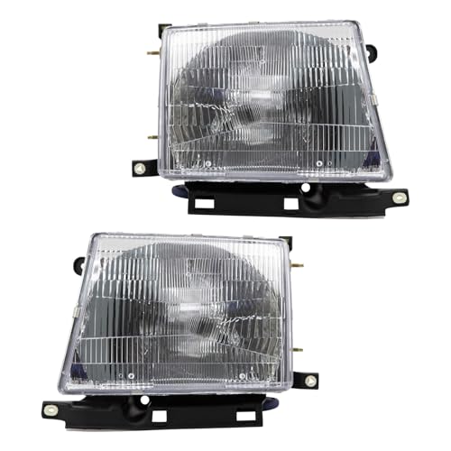 Image of TRQ Driver and Passenger Side Headlight Assembly Set Compatible with 1998-2000 Toyota Tacoma 1997 Toyota Tacoma Rear Wheel Drive