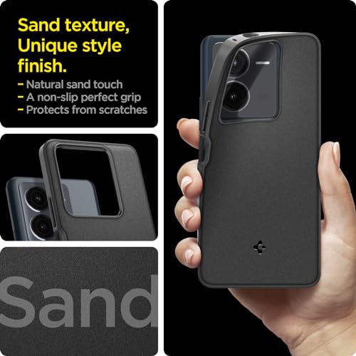 Image of Spigen Essential Sand Blast | vivo iQOO Z8 Case [Flexible] [Air Cushion Protection] iQOO Z8 Back Cover | TPU - Matte Black