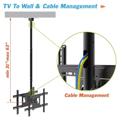 Image of Audiovan Dual Side Heavy Duty Led TV Ceiling Mount Adjustable Bracket, TV Wall Mount Bracket Fits 32-70 Inch LCD LED 4K TVs, Flat Screen Display, Adjustable Height Telescoping Tilt and Swivel