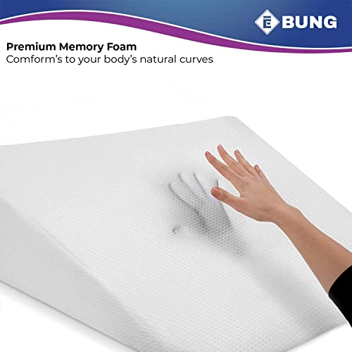 image for Ebung Bed Wedge Pillow With Memory Foam Top 7.5in - Ideal For Comforta