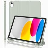 iMieet iPad (A16) Case 11th Gen/iPad 10th Generation Case [11-Inch 2025/10.9 Inch 2022] with Pencil Holder, Trifold Stand Smart Cover with Soft TPU Back,Auto Wake/Sleep(Sega Green)