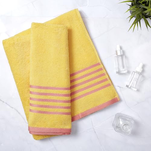 Image of Layers Basicx 100% Cotton 380 GSM Bath Towel - Minion Yellow - Pack of 1 for Men /Women Soft, Highly Absorbent Towels (70 x 150 cm)