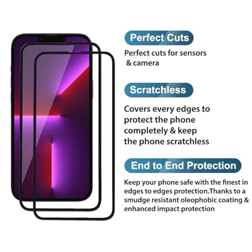 Image of Tempered Glass Screen Protector for iPhone 13 Pro Max /iPhone 14 Plus (6.7 Inch) | Pack of 2 | 9H Hardness | Edge-to-Edge Full Coverage | Scratch Resistant | HD Clear | Bubble-Free