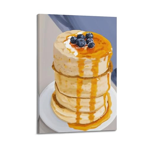 Poster crêpes aux bleuets décoration cuisine moderne américaine 20x30