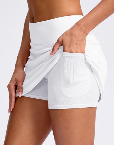 Image of SANTINY Skorts for Women with Pockets High Waisted Golf Skirts with Shorts A Line Athletic Tennis Skirt for Casual Pickleball