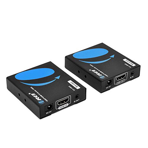 HDMI Extender Over LAN by OREI Single CAT5e/CAT6A/CAT7 Cable Uncompressed 1080p @ 60Hz with IR - Up to 400 Ft - Digital Full HD - Balun Kit Video Transmitter and Receiver Through LAN (1, EX-400C)