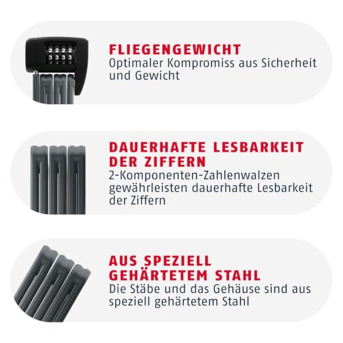 ABUS Faltschloss Bordo Lite 6055C SH - mit Halterung und Zahlencode - Extra-leichtes Zahlenschloss aus Spezialstahl - ABUS-Sicherheitslevel… – Ansicht 4